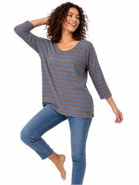 Matilda Jane Blue & Brown Striped
Tunic Top Size M 3/4 Sleeve Scoop
Neck